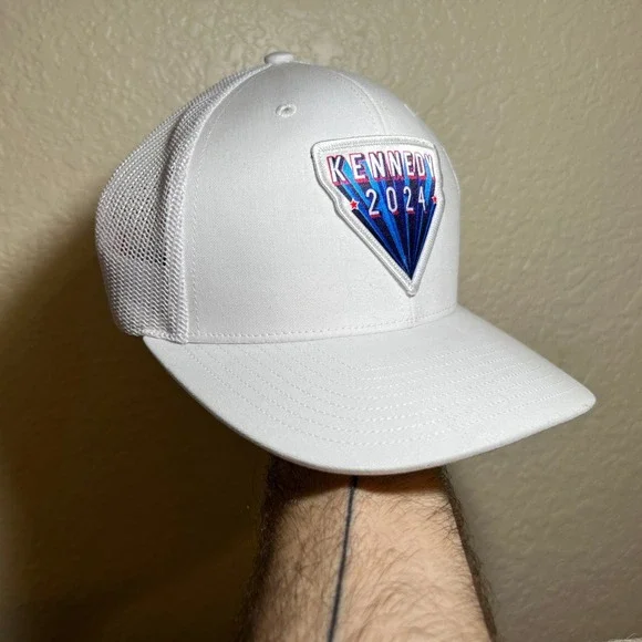 Kennedy 2024 RFK Jr Trucker Hat Richardson Mens OSFM White Campaign SNAPBACK GUC - Picture 4 of 7